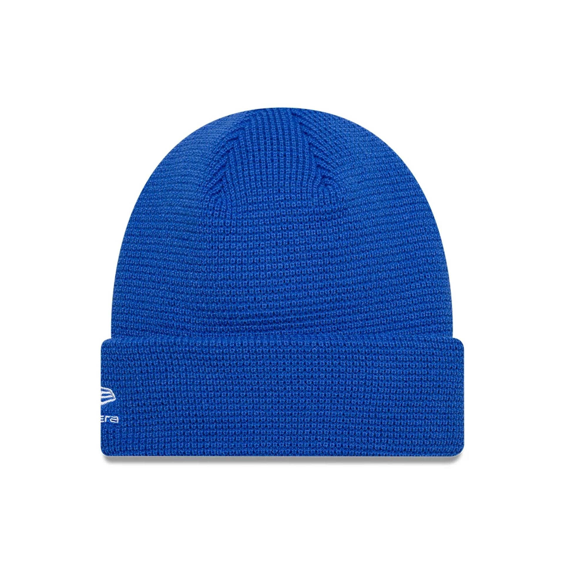 Pictured is this Team Waffle Visa Cash App Racing Bulls Cuff Knit Beanie hat in bright blue. 2