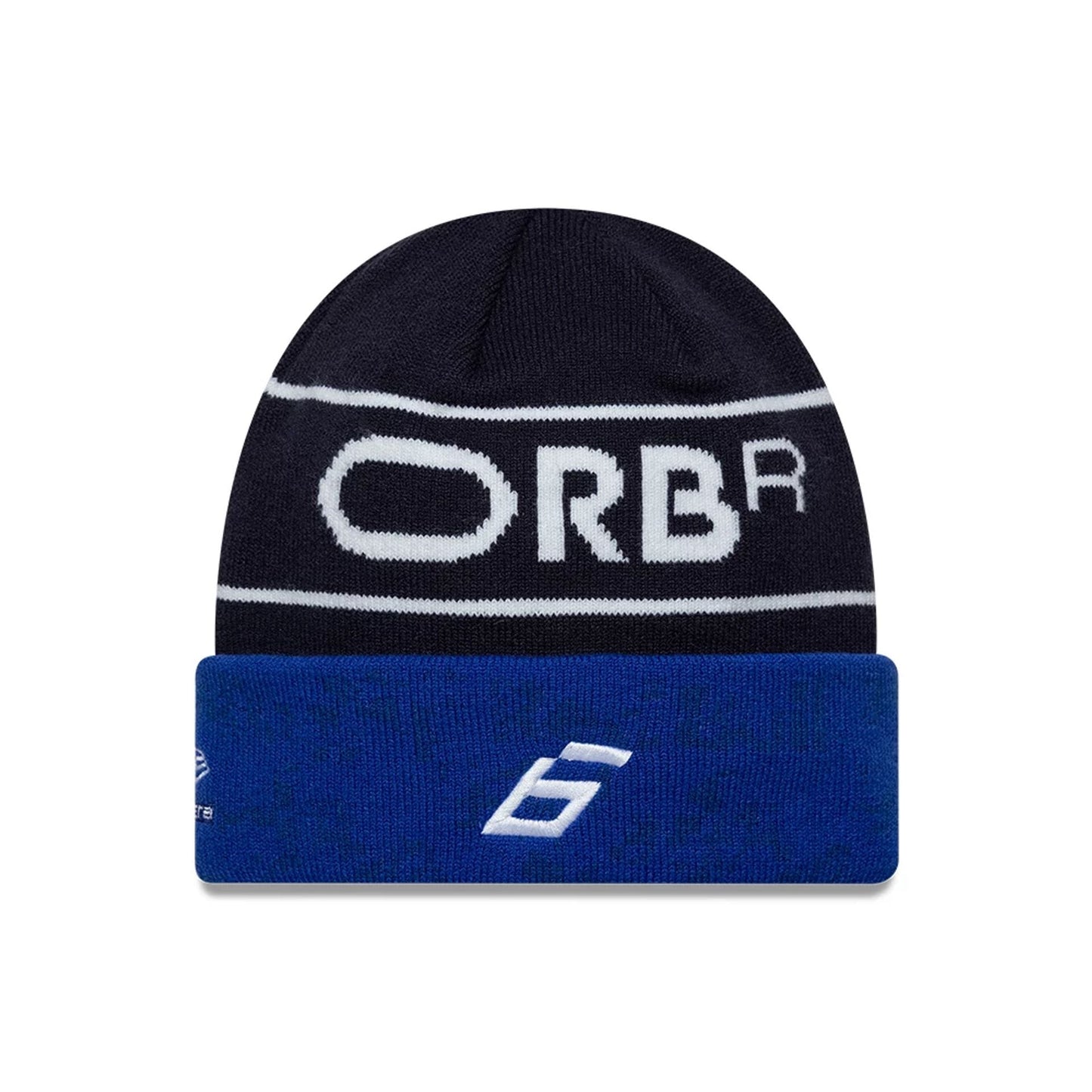 Pictured is this Replica Isack Hadjar Red Bull Racing Cuff Knit Beanie hat in dark blue. 2