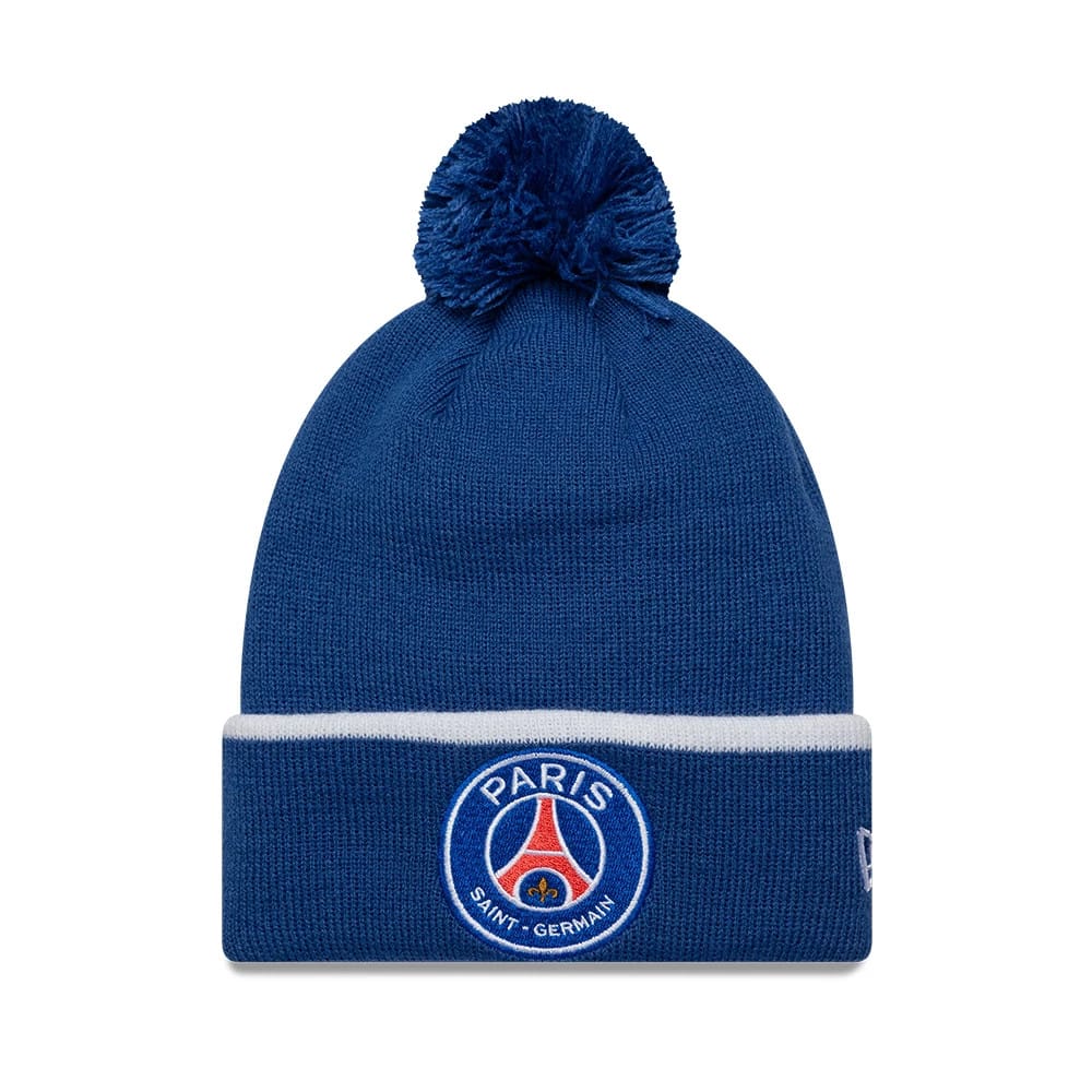 Pictured is this Youth Core Paris Saint-Germain Cuff knit Beanie hat in blue. 1