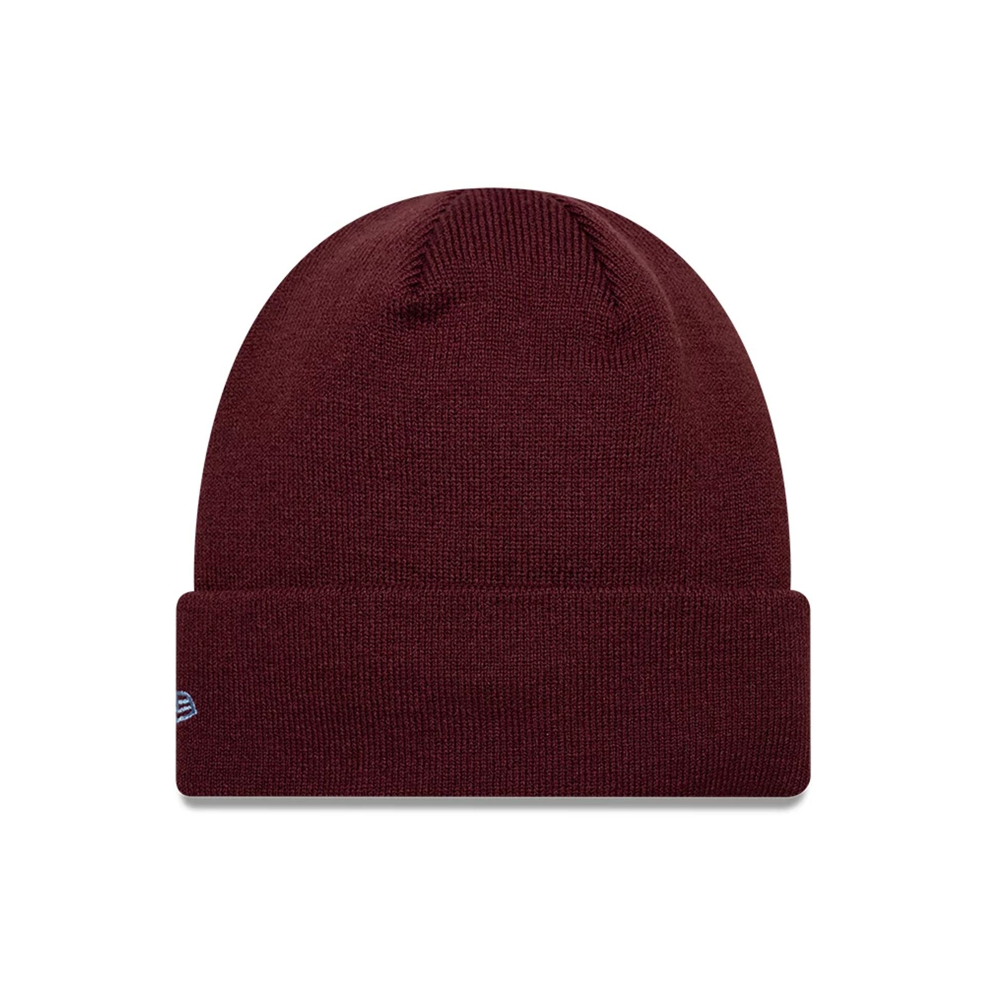 Pictured is this Core Aston Villa FC Cuff knit Beanie hat in dark red. 2
