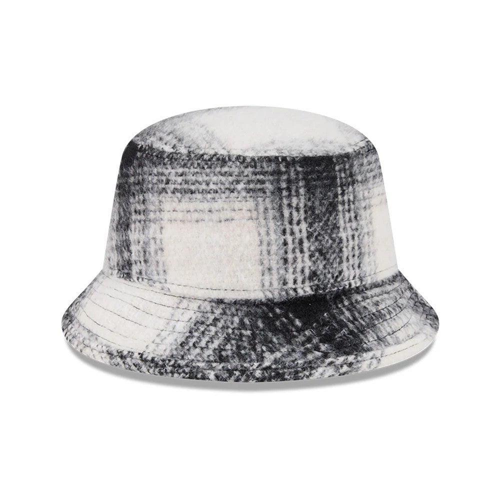 Pictured is this New Era Bucket hat in White & Black Plaid. 6
