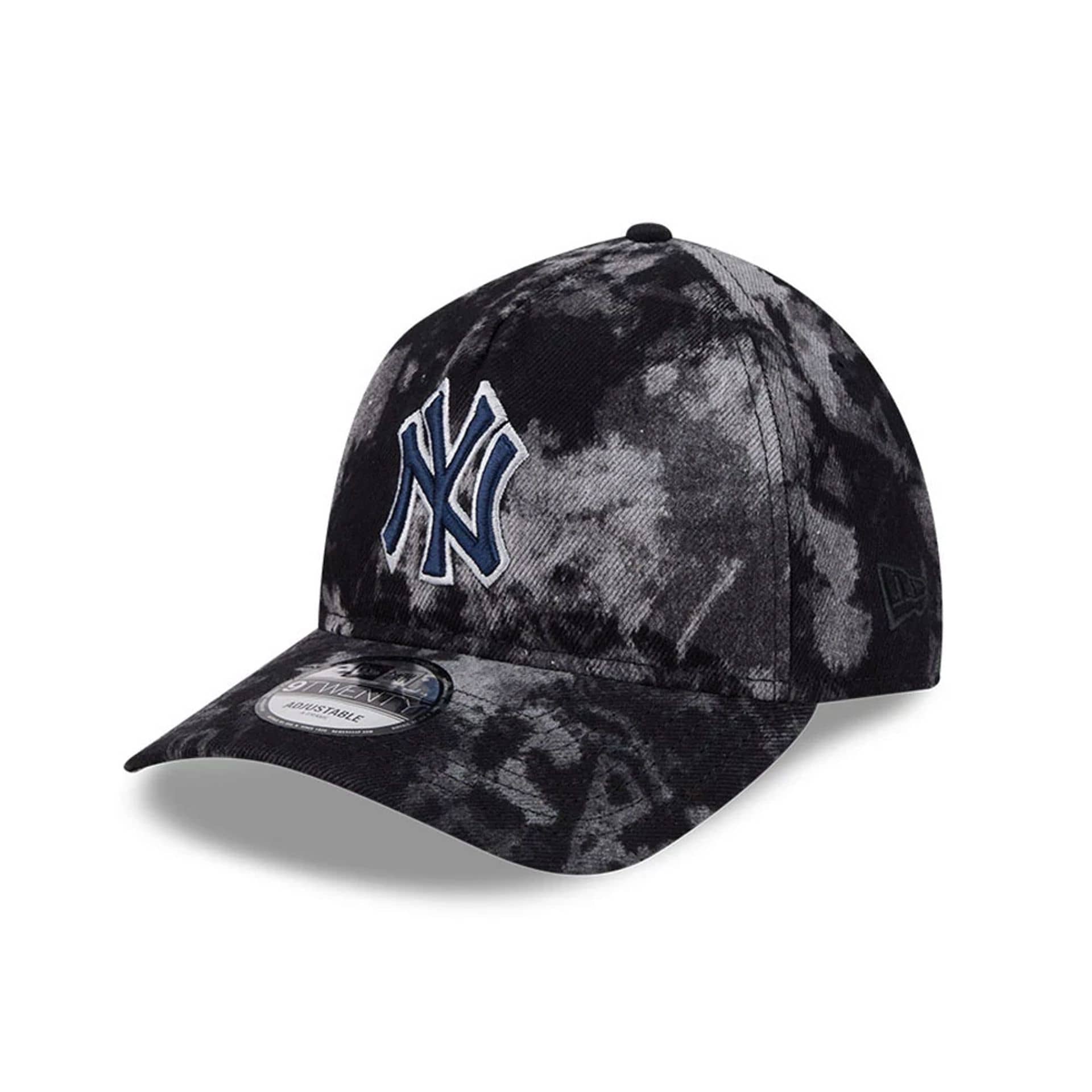 Pictured is this MLB Bleached Denim New York Yankees 9TWENTY A-Frame cap in black. 1