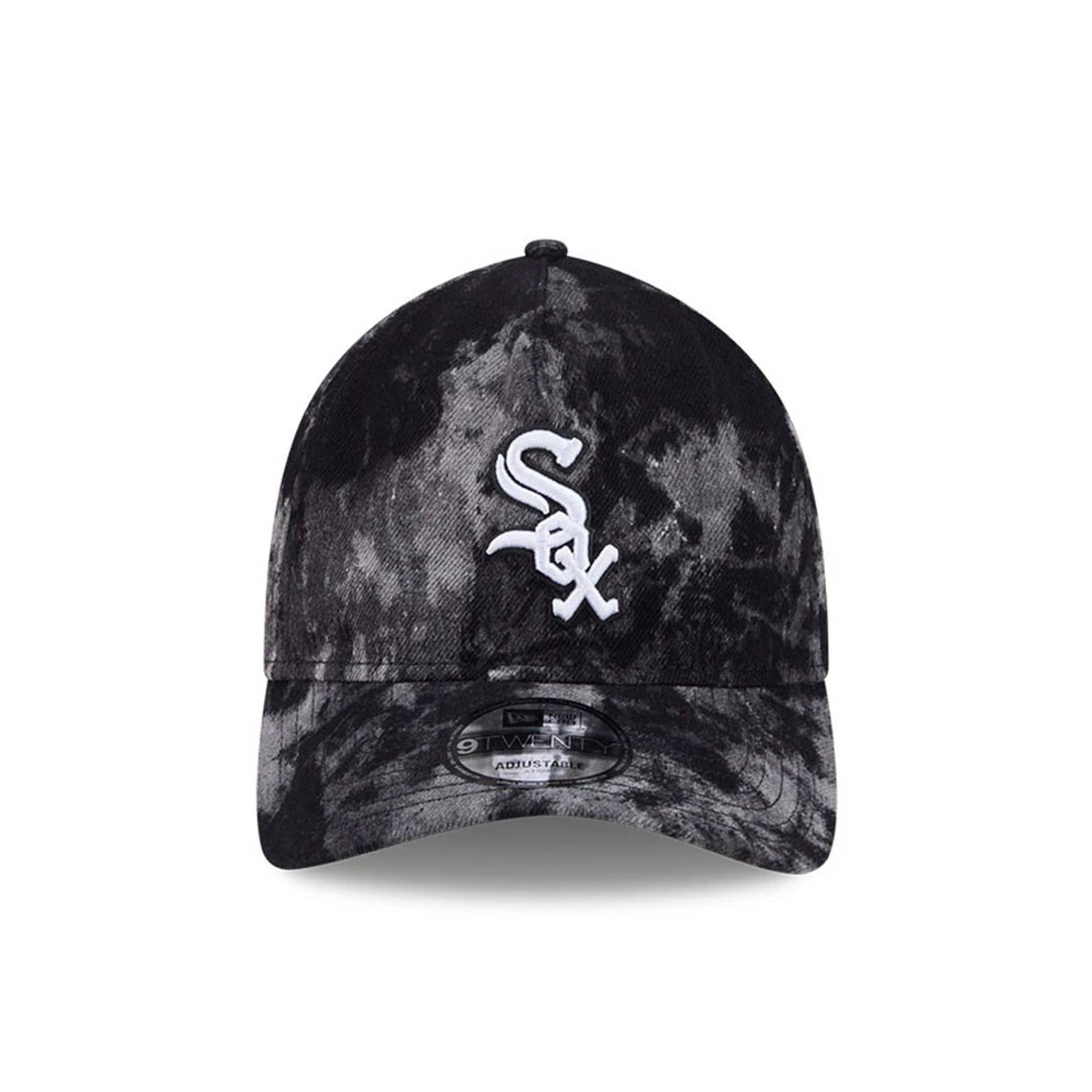 Pictured is this MLB Bleached Denim Chicago White Sox 9TWENTY A-Frame cap in black. 2