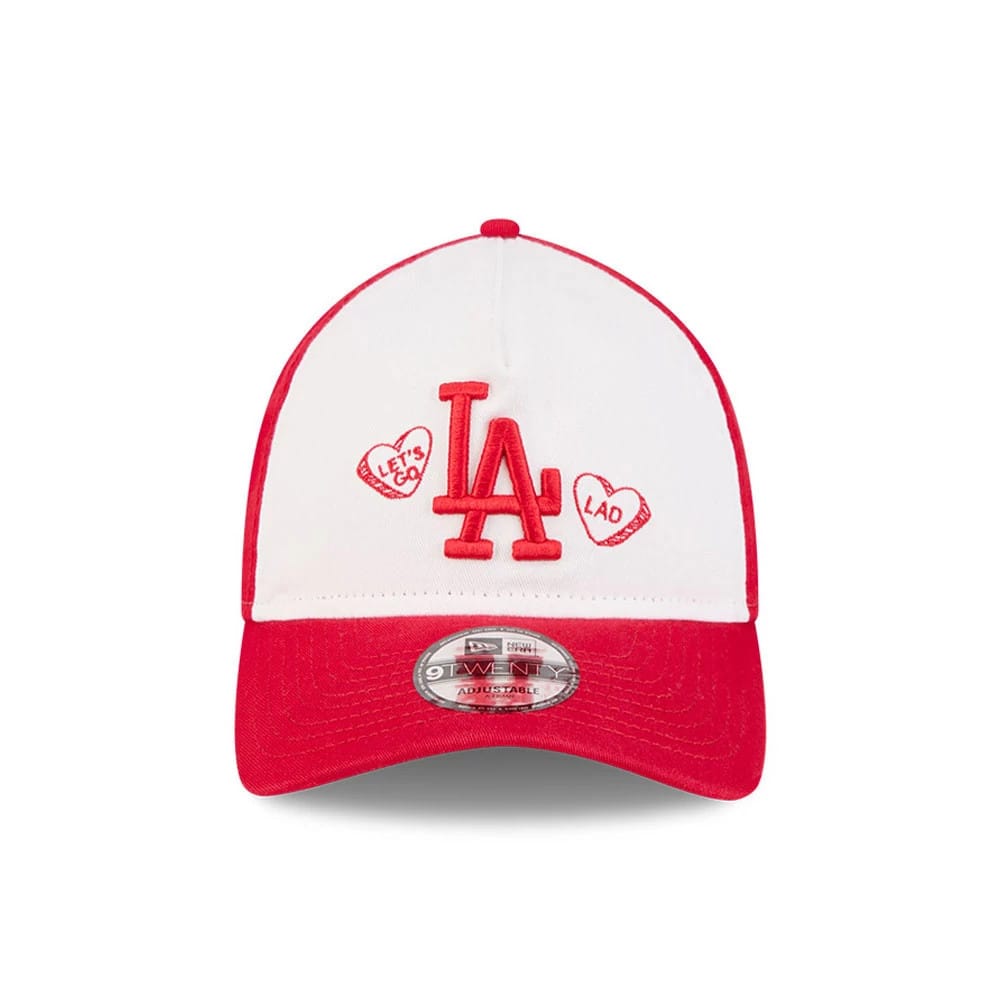 Pictured is this MLB Conversation Hearts LA Dodgers 9TWENTY A-Frame cap in red. 3