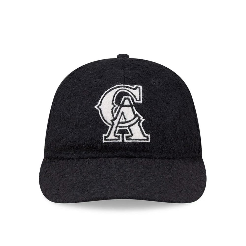 LA Angels MLB X Moon Navy Retro Crown New Era 9FIFTY Adjustable Cap, front view showing the white embroidered CA logo centred on the structured navy crown, with a matching navy visor and eyelets.