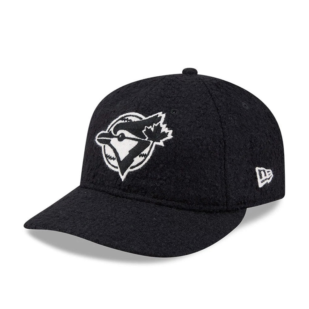 Toronto Blue Jays MLB X Moon Navy Retro Crown New Era 9FIFTY Adjustable Cap, front view showing a white embroidered Blue Jays logo on the front panel, with a curved navy visor and the white New Era flag logo on the left side.