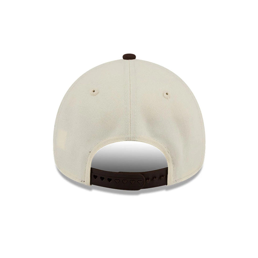 Pictured is this MLB City Script Athletics 9FORTY A-Frame cap in Cream. 7