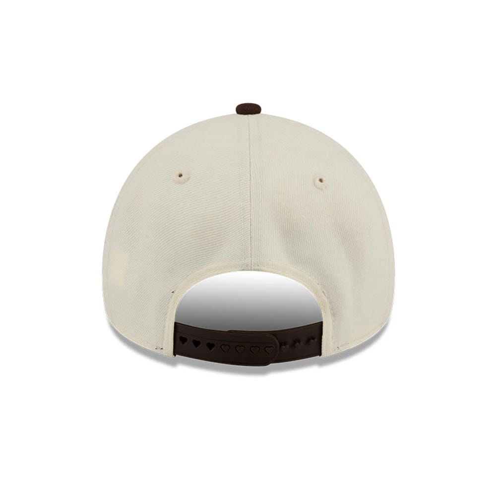 Pictured is this MLB City Script Athletics 9FORTY A-Frame cap in Cream. 7