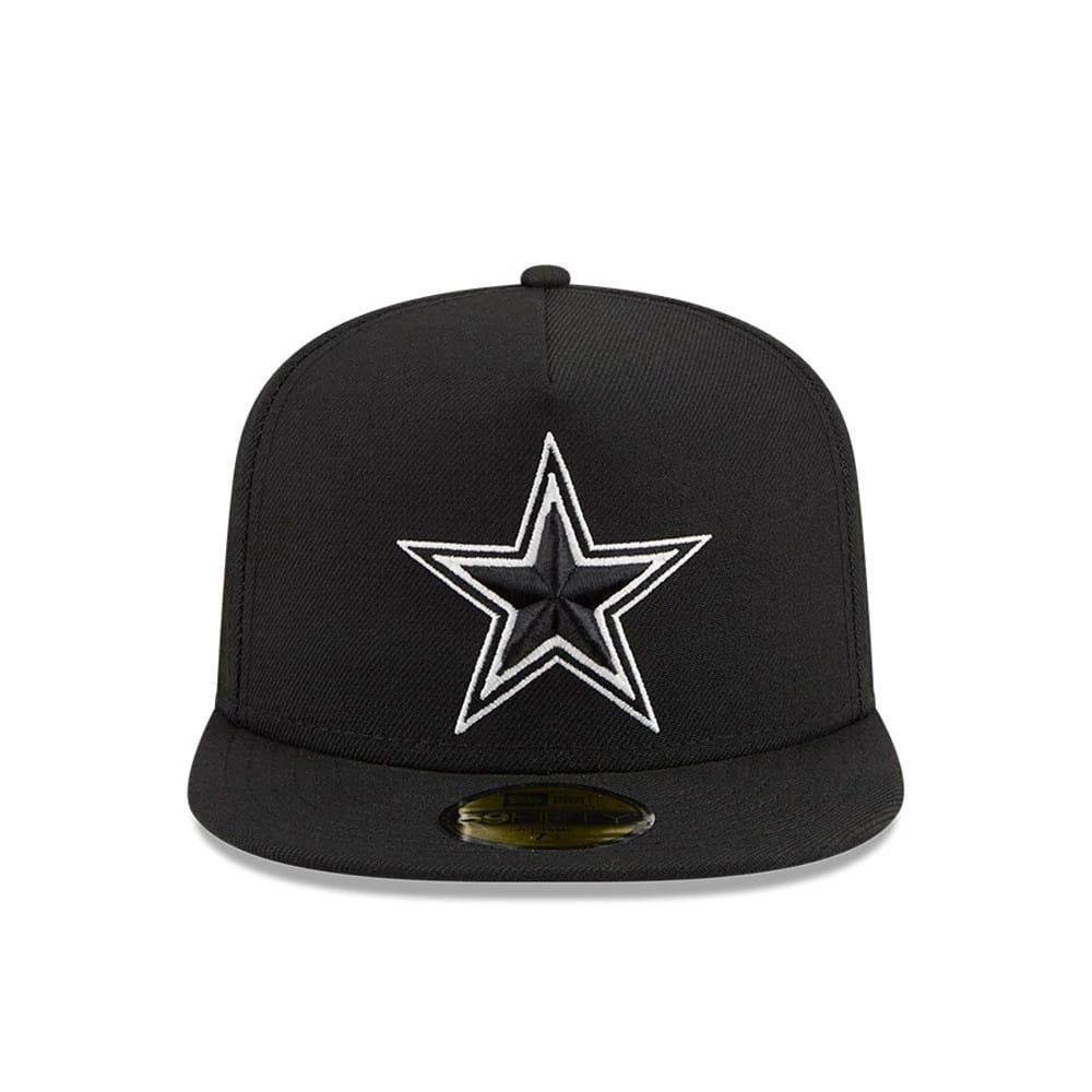 Pictured is this NFL Chiseled Embroidery Dallas Cowboys 59FIFTY A-Frame Fitted cap in Black. 3