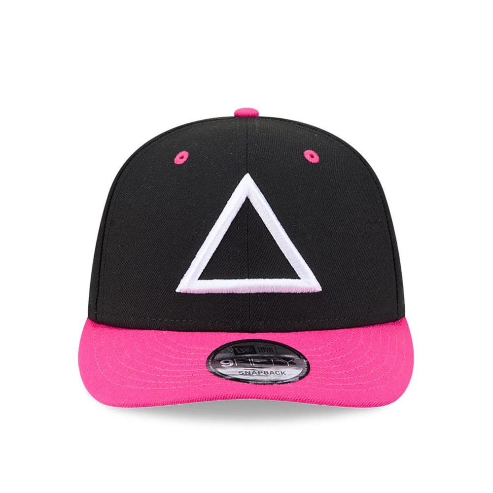 Pictured is this Netflix Squid Game Armed Guard 9FIFTY Snapback cap in black. 2