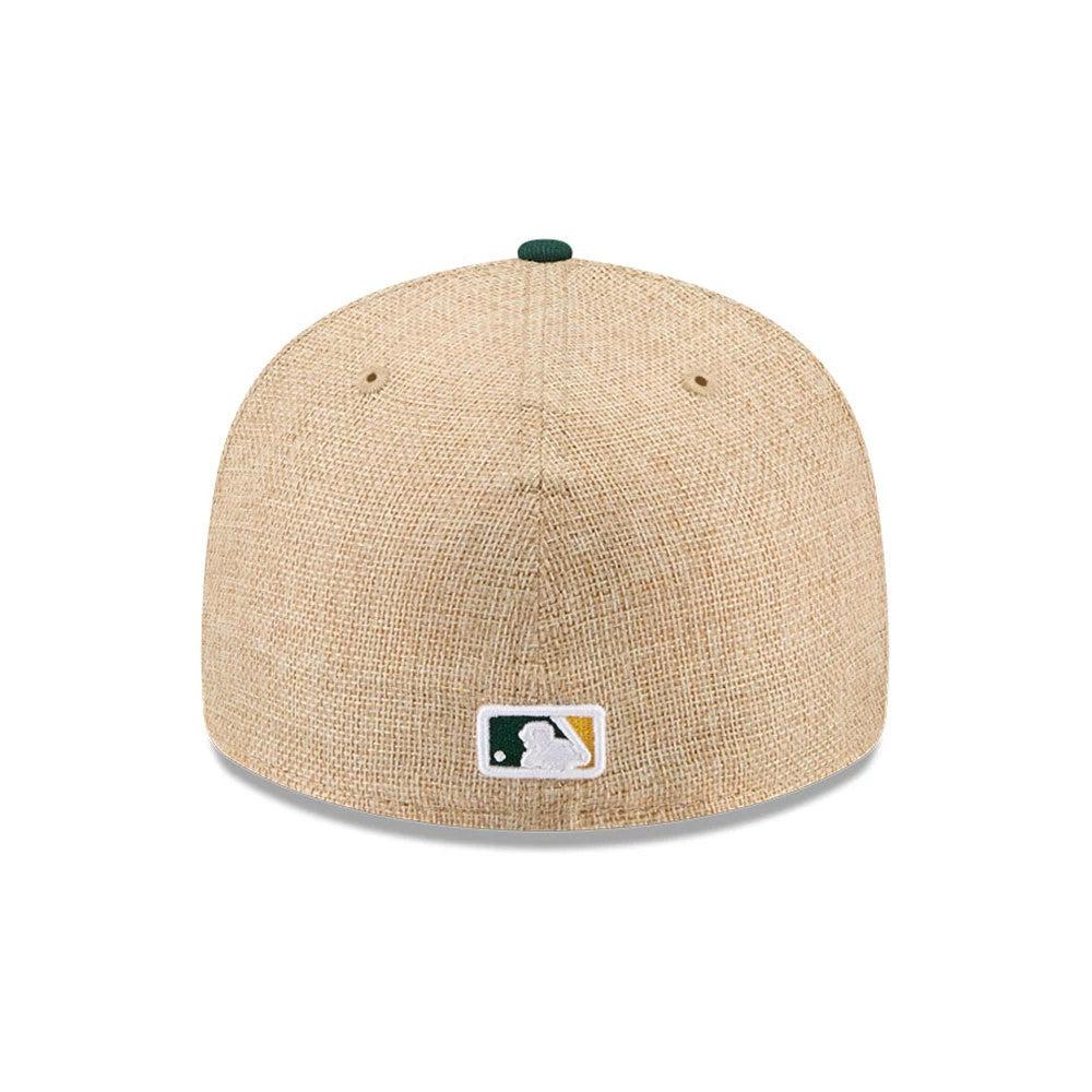 Pictured is this MLB Twine Athletics 59FIFTY Fitted cap in beige. 7