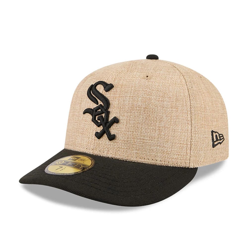 Pictured is this MLB Twine Chicago White Sox 59FIFTY Fitted cap in Beige. 1