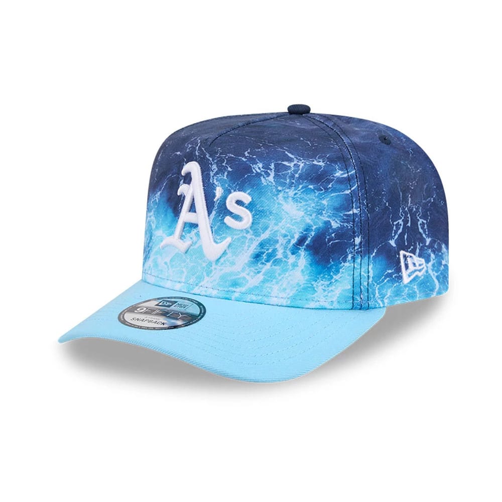 Pictured is this MLB Deep Water Athletics 9FIFTY A-Frame Snapback cap in pastel blue. 1