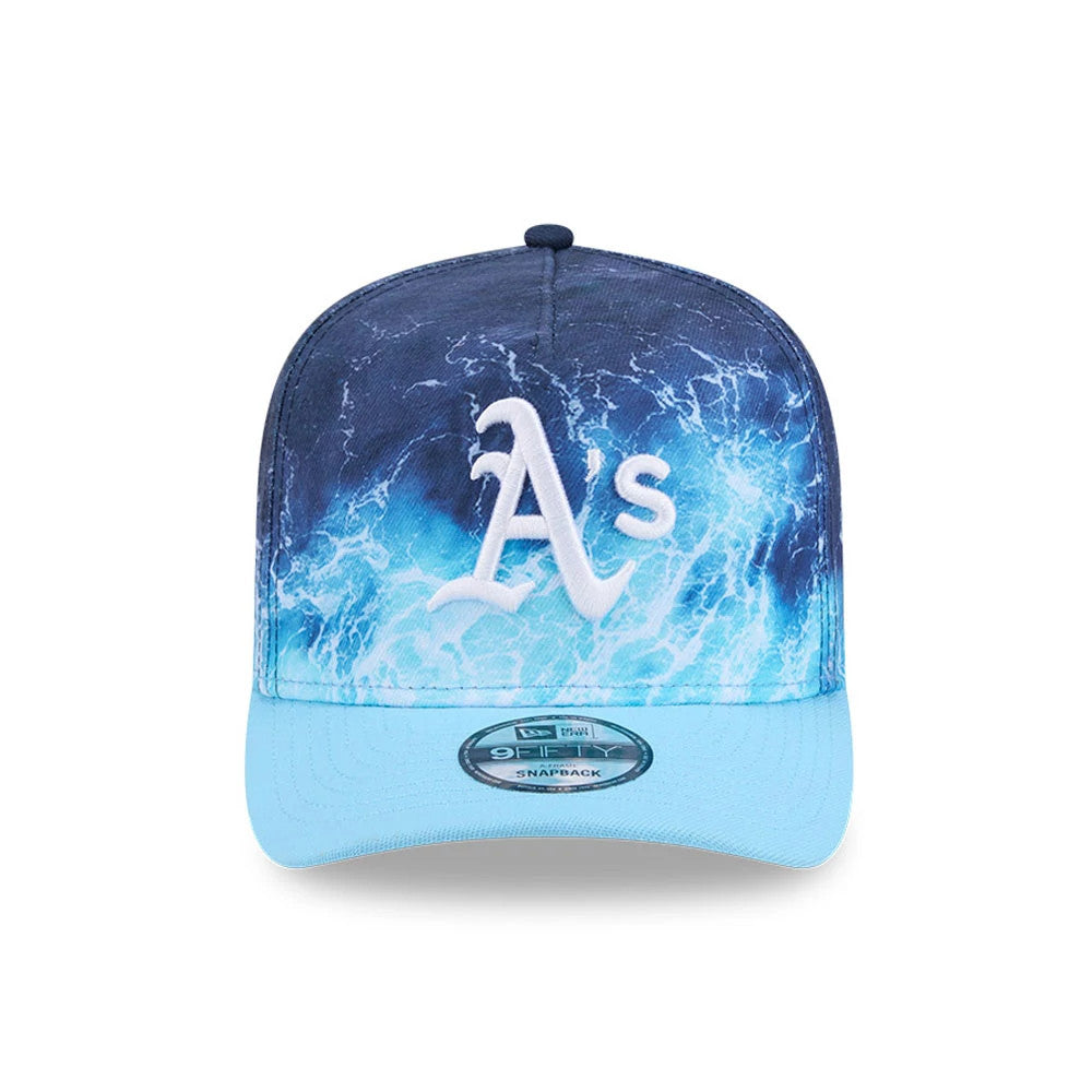Pictured is this MLB Deep Water Athletics 9FIFTY A-Frame Snapback cap in pastel blue. 3