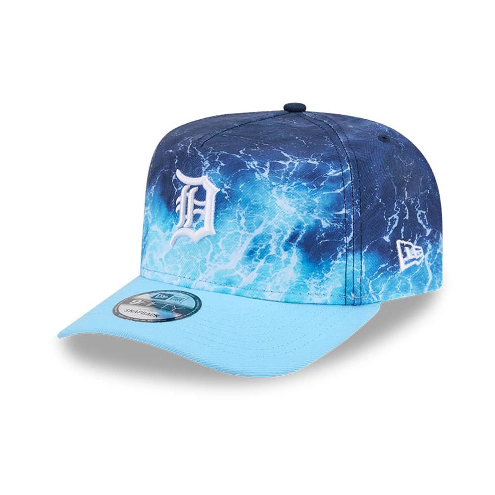 Pictured is this MLB Deep Water Detroit Tigers 9FIFTY A-Frame Snapback cap in pastel blue. 1