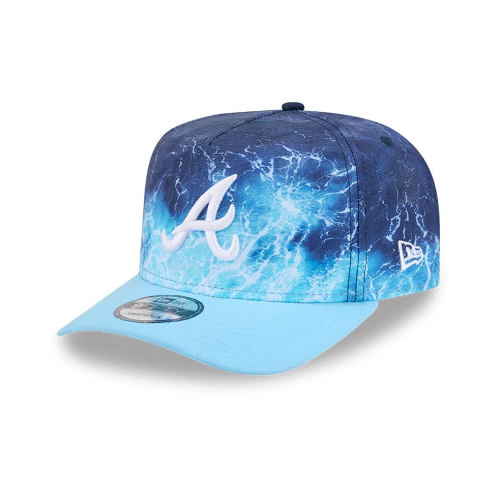 Pictured is this MLB Deep Water Atlanta Braves 9FIFTY A-Frame Snapback cap in pastel blue. 1