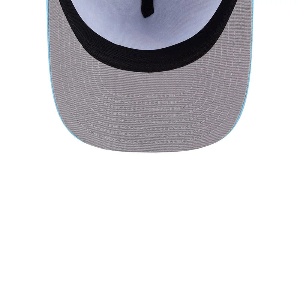Pictured is this MLB Deep Water Atlanta Braves 9FIFTY A-Frame Snapback cap in pastel blue. 2