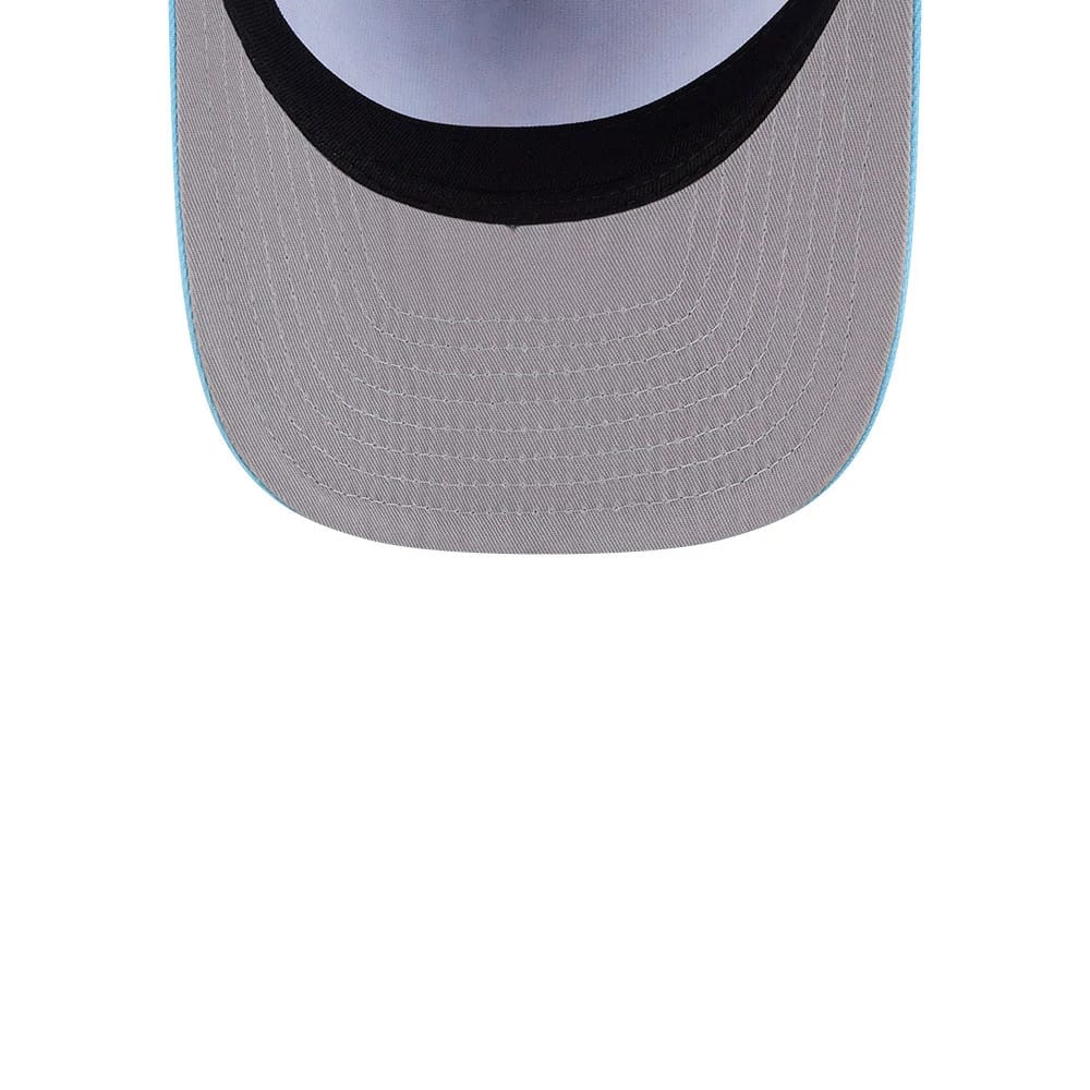 Pictured is this MLB Deep Water New York Yankees 9FIFTY A-Frame Snapback cap in pastel blue. 2