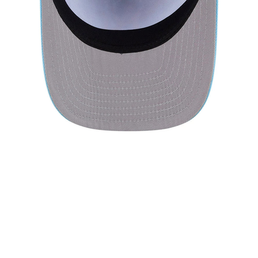 Pictured is this MLB Deep Water New York Yankees 9FIFTY A-Frame Snapback cap in pastel blue. 2