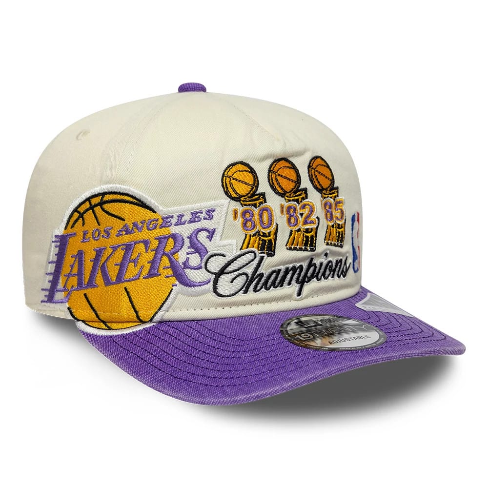 Pictured is this NBA Hardwood Classic LA Lakers 19TWENTY cap in cream. 1