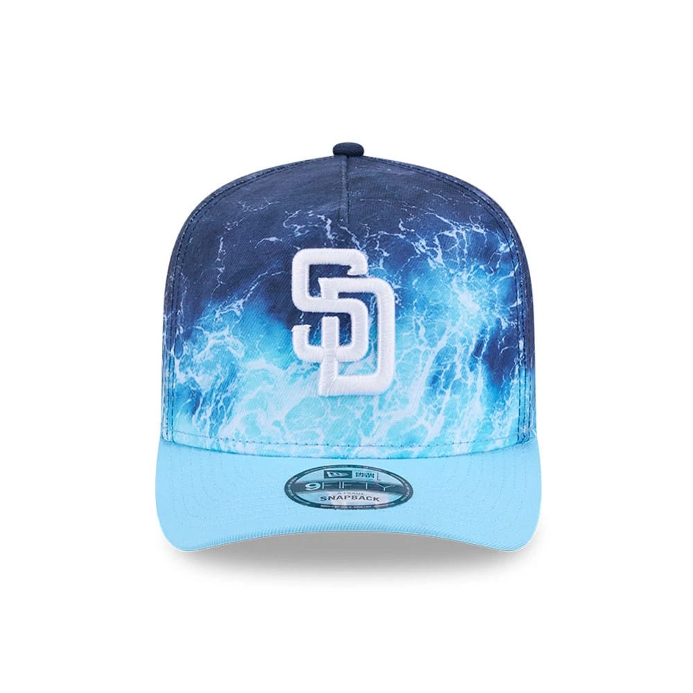 Pictured is this MLB Deep Water San Diego Padres 9FIFTY A-Frame Snapback cap in pastel blue. 3
