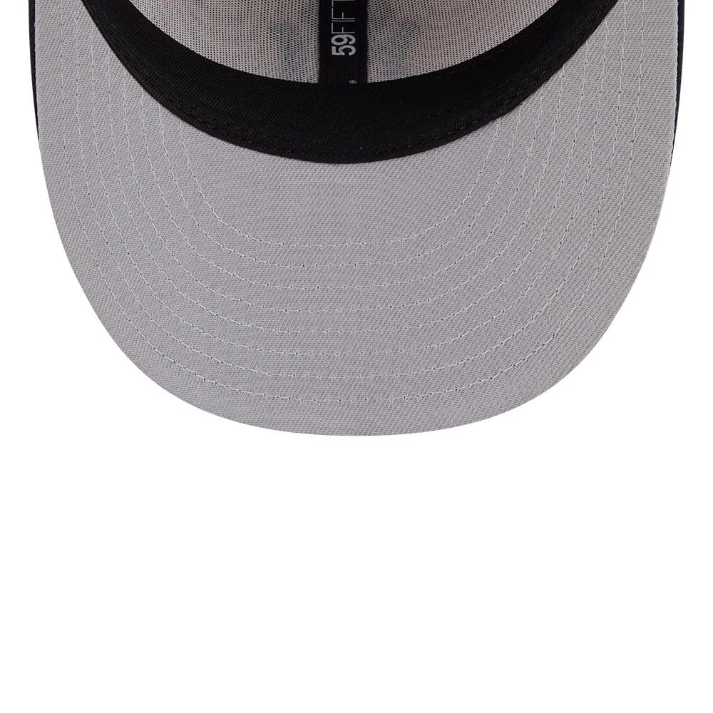 Pictured is this MLB Twine New York Yankees 59FIFTY Fitted cap in navy. 2
