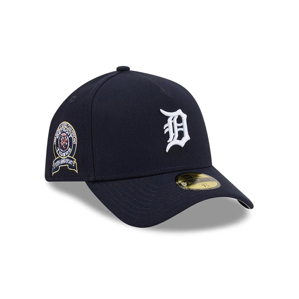 Pictured is this MLB Team Side Detroit Tigers 59FORTY A-Frame Fitted cap in navy. 1