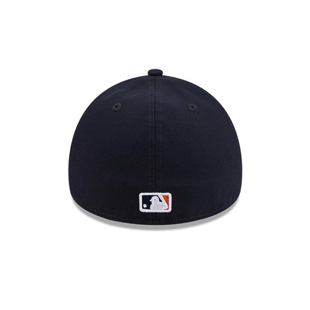 Detroit Tigers MLB Team Side Navy New Era 59FORTY A-Frame Fitted Cap, rear view showing the with MLB Batterman logo at the centre of the back, set low on the structured navy crown with a match top button.