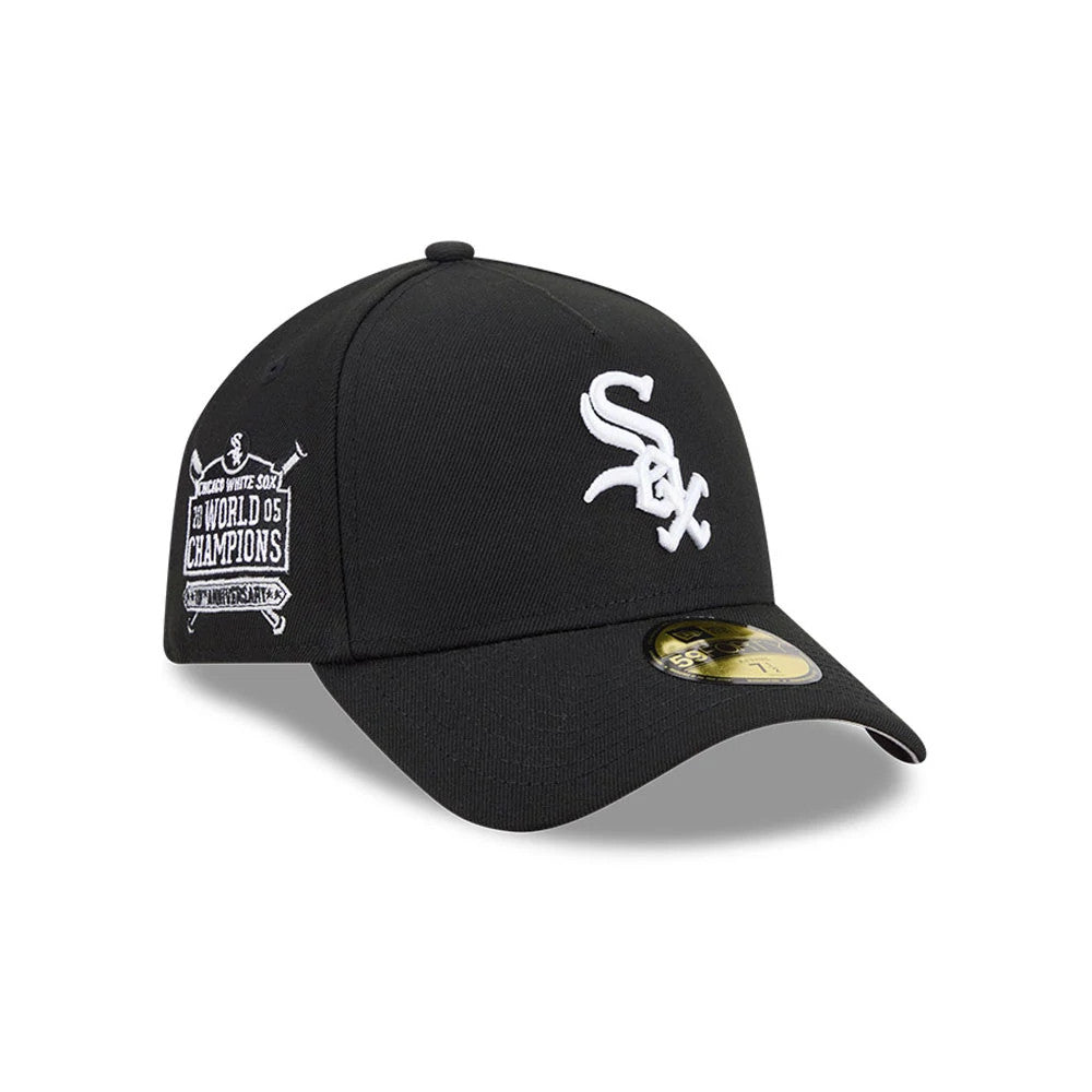 Pictured is this MLB Team Side Chicago White Sox 59FORTY A-Frame Fitted cap in black. 1