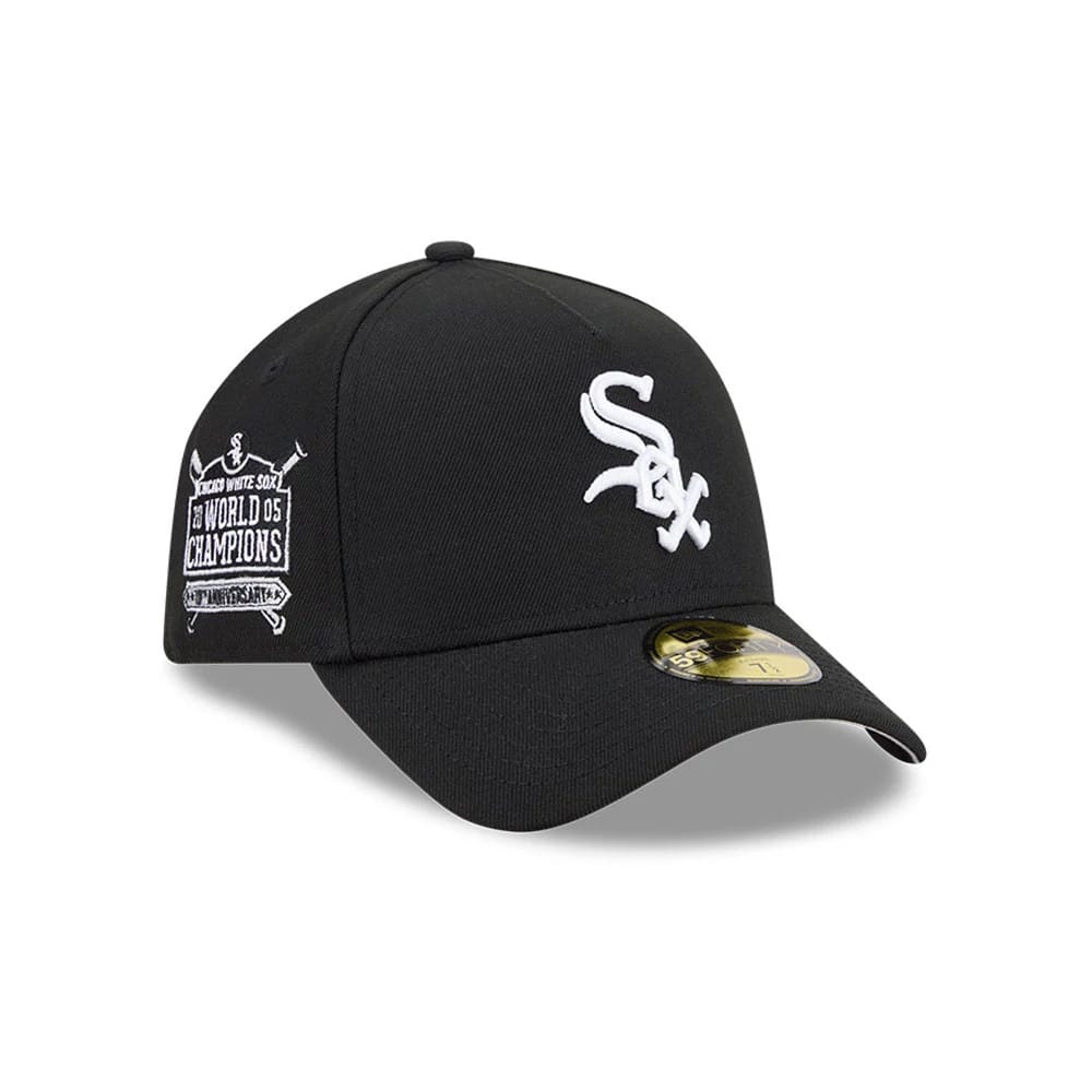 Pictured is this MLB Team Side Chicago White Sox 59FORTY A-Frame Fitted cap in black. 1