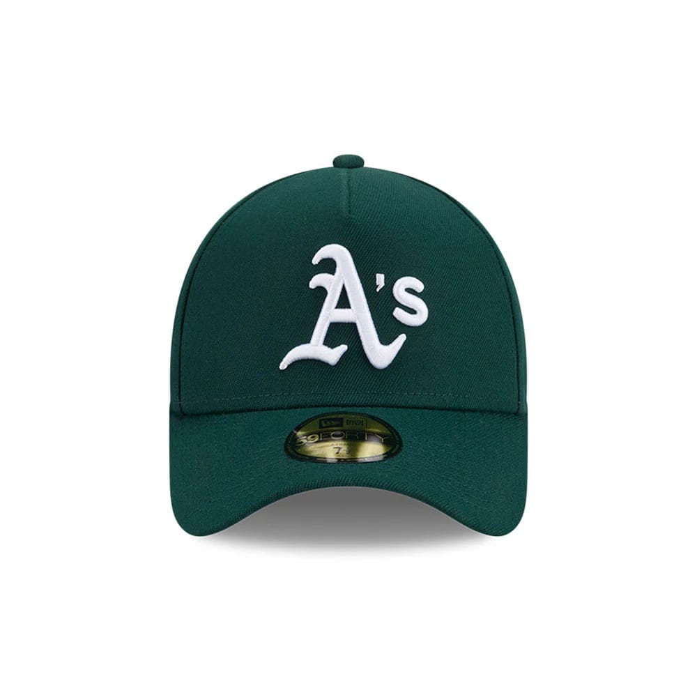 Pictured is this MLB Team Side Athletics 59FORTY A-Frame Fitted cap in dark green. 3