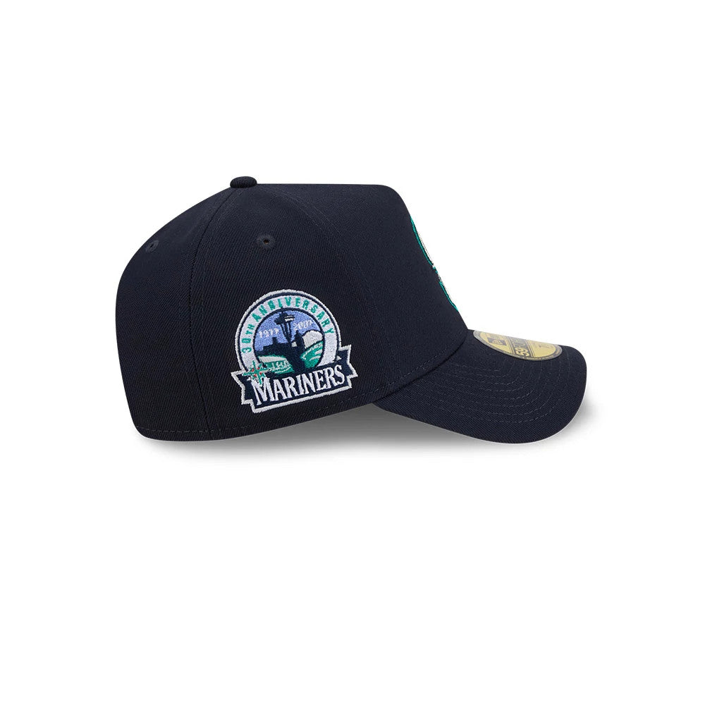 Pictured is this MLB Team Side Seattle Mariners 59FORTY A-Frame Fitted cap in navy. 7