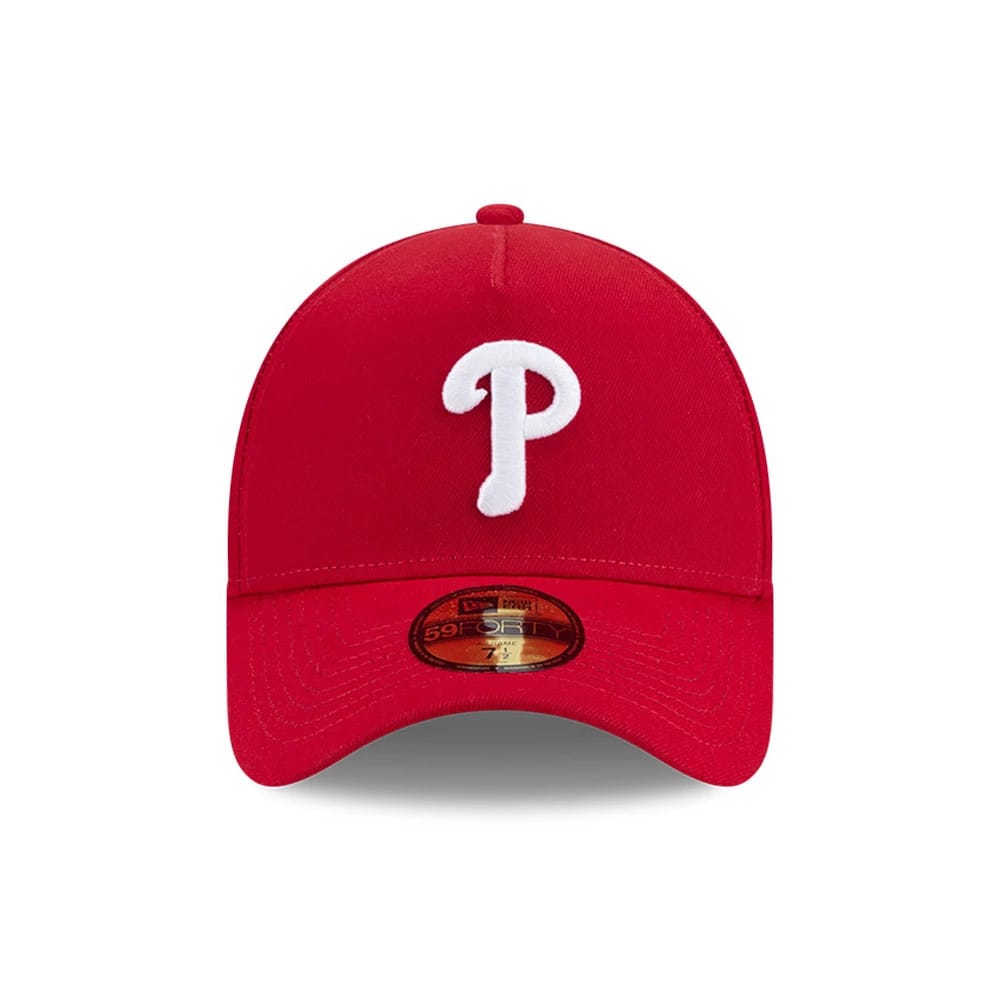Pictured is this MLB Team Side Philadelphia Phillies 59FORTY A-Frame Fitted cap in red. 3