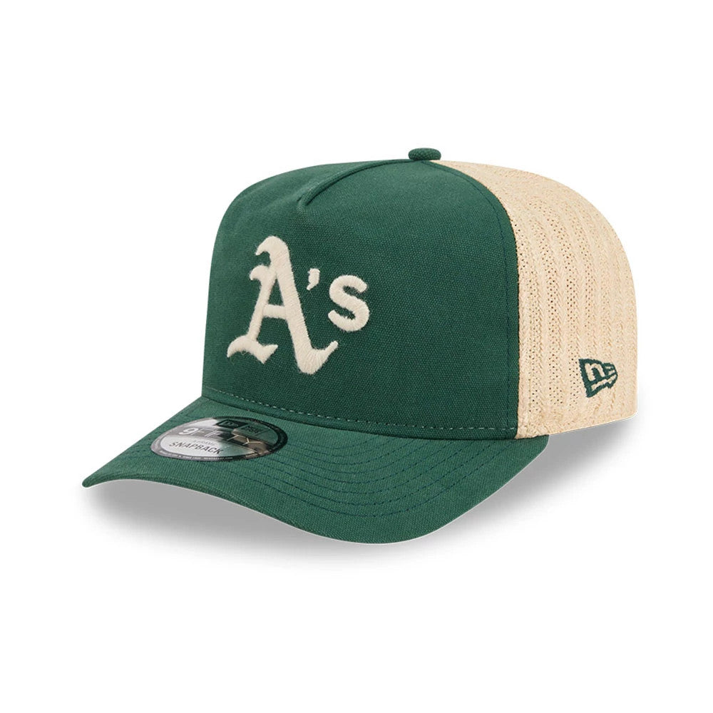 Pictured is this MLB Grained Athletics 9FIFTY A-Frame Snapback cap in dark green. 1