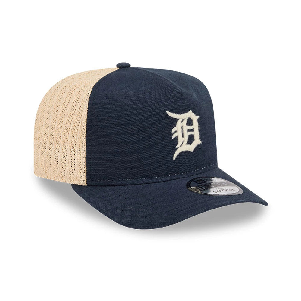 Pictured is this MLB Grained Detroit Tigers 9FIFTY A-Frame Snapback cap in navy. 4