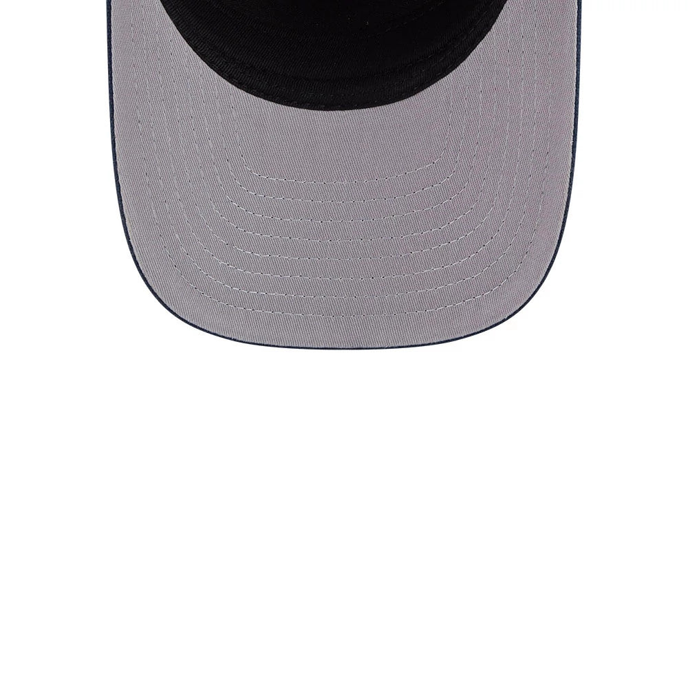 Pictured is this MLB Grained LA Dodgers 9FIFTY A-Frame Snapback cap in dark blue. 2