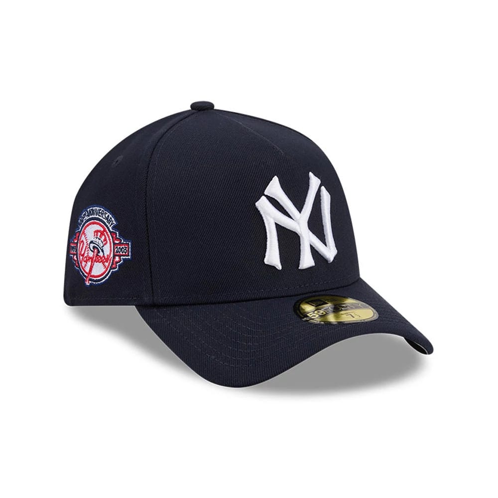 Pictured is this MLB Team Side New York Yankees 59FORTY A-Frame Fitted cap in navy. 1