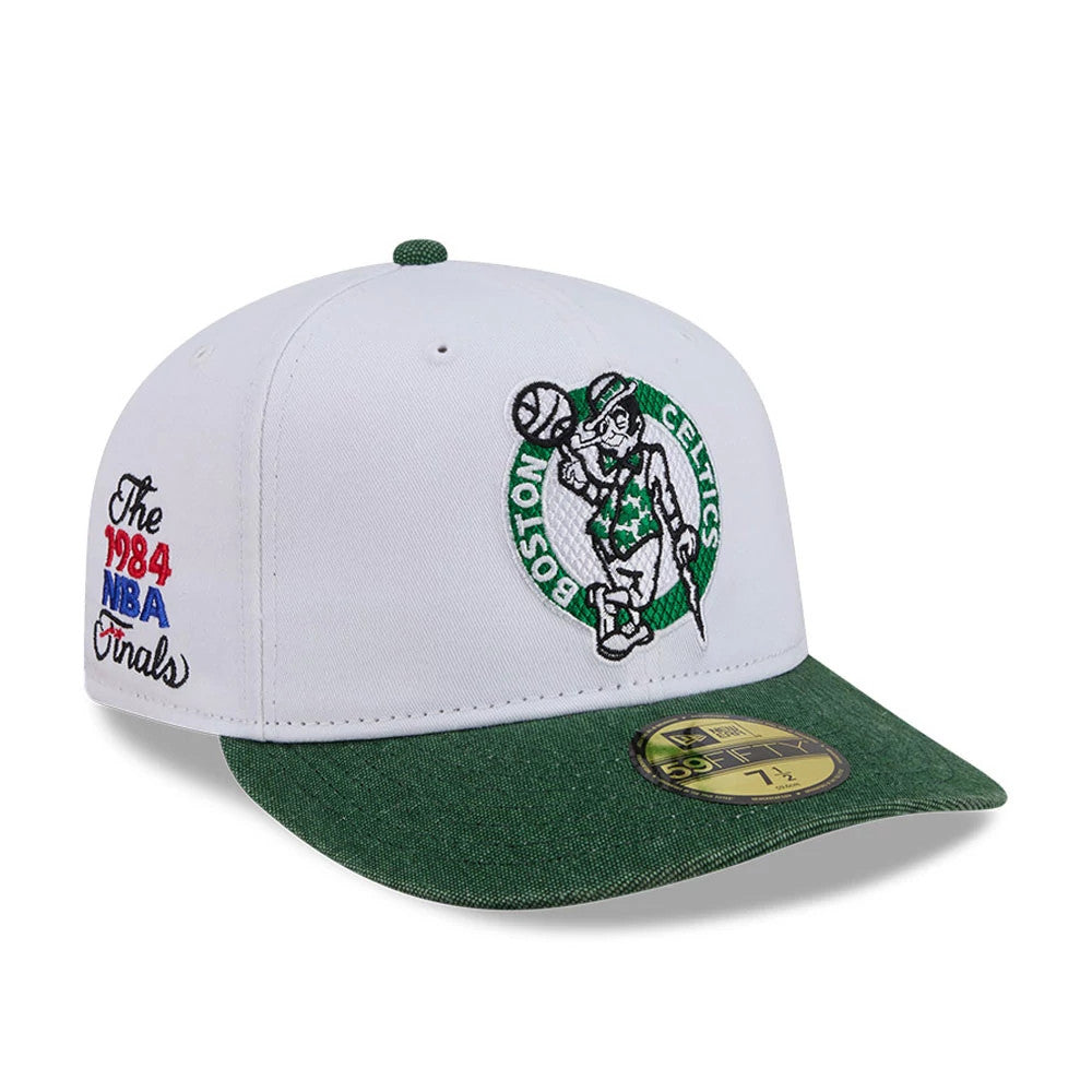Pictured is this NBA Hardwood Classic Boston Celtics 59FIFTY Fitted cap in white. 1