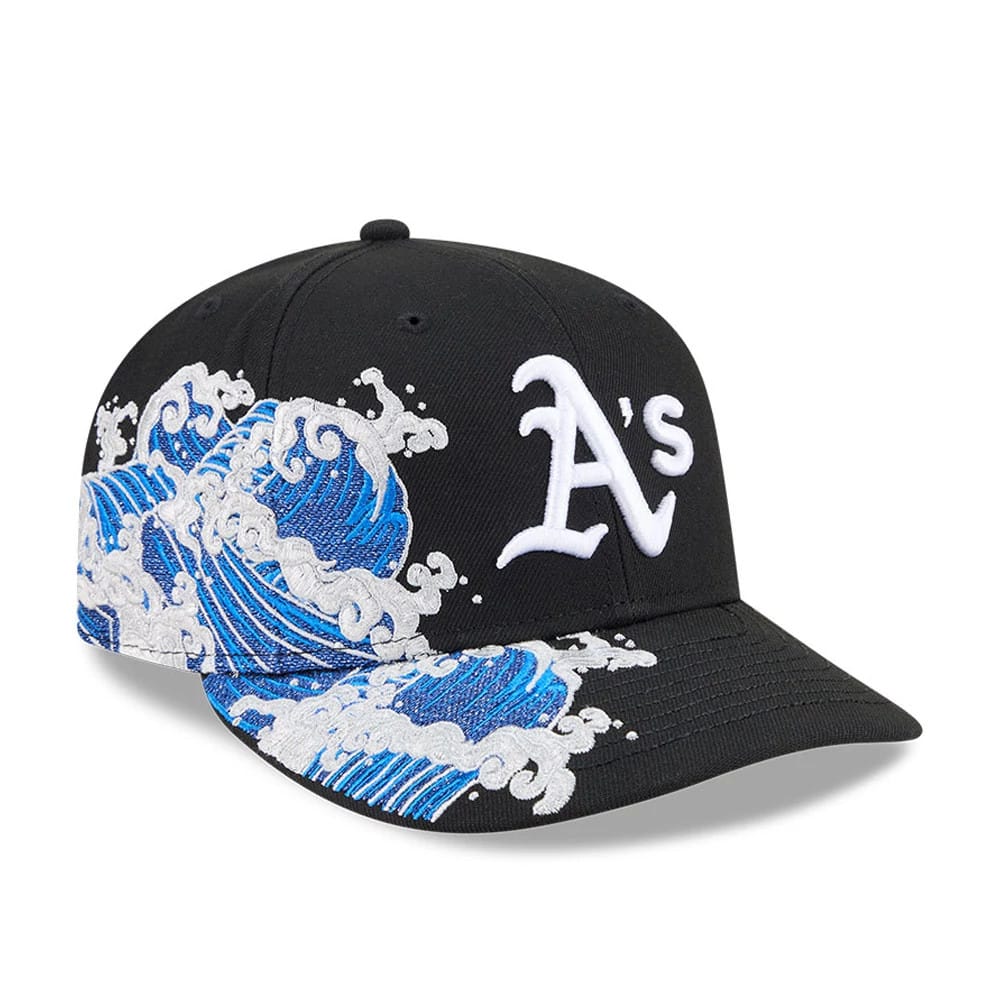Pictured is this MLB Vissurf Athletics 9FIFTY Snapback cap in black. 1