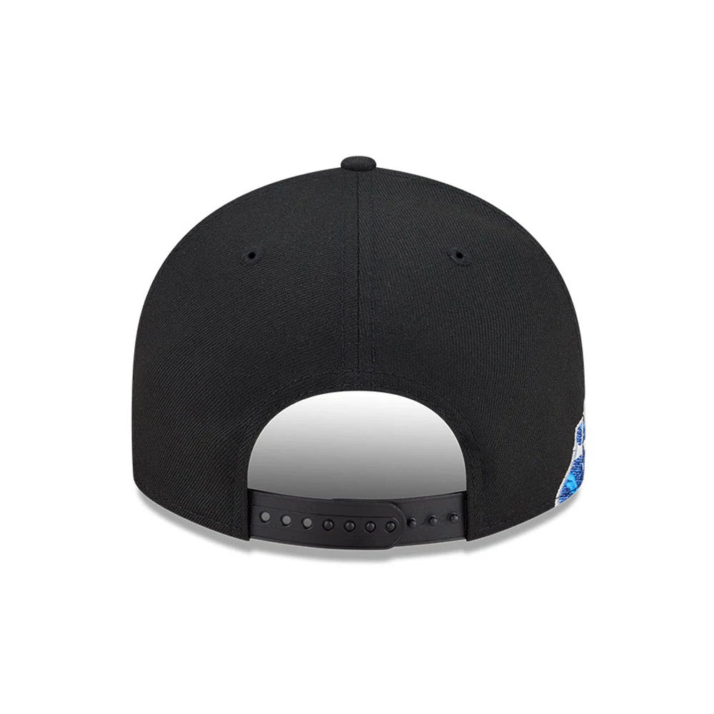Pictured is this MLB Vissurf Atlanta Braves 9FIFTY Snapback cap in black. 7