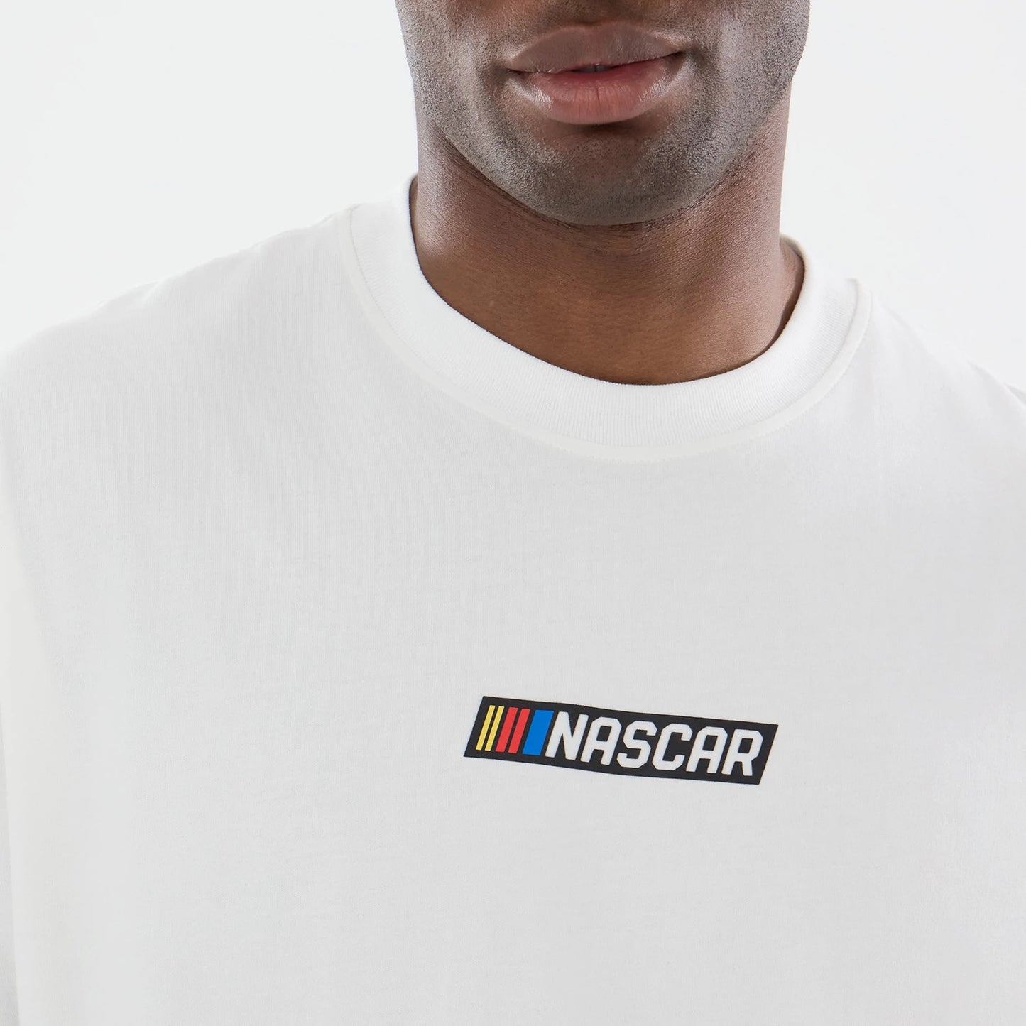 The model is wearing this Nascar Logo T-Shirt in white. 7