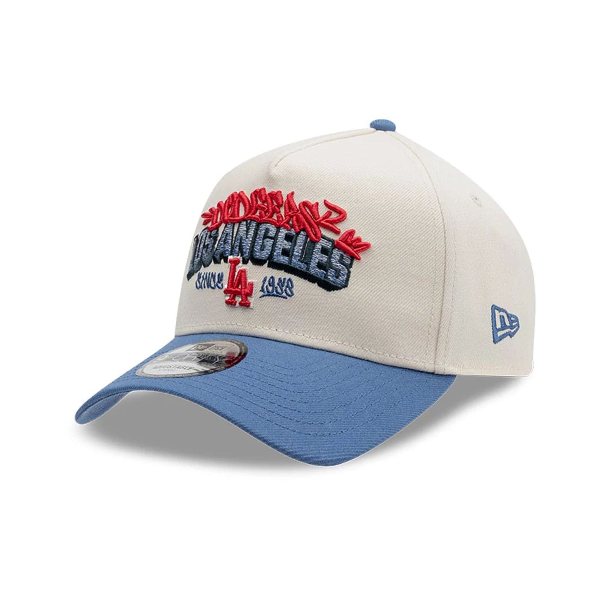 Pictured is this MLB Tagged LA Dodgers 9FORTY A-Frame cap in light beige. 1