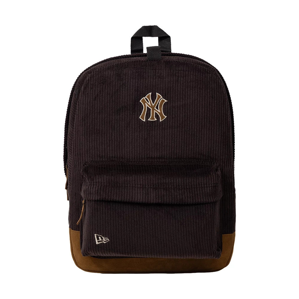 Pictured is this MLB Cord New York Yankees Stadium Backpack in dark brown. 2