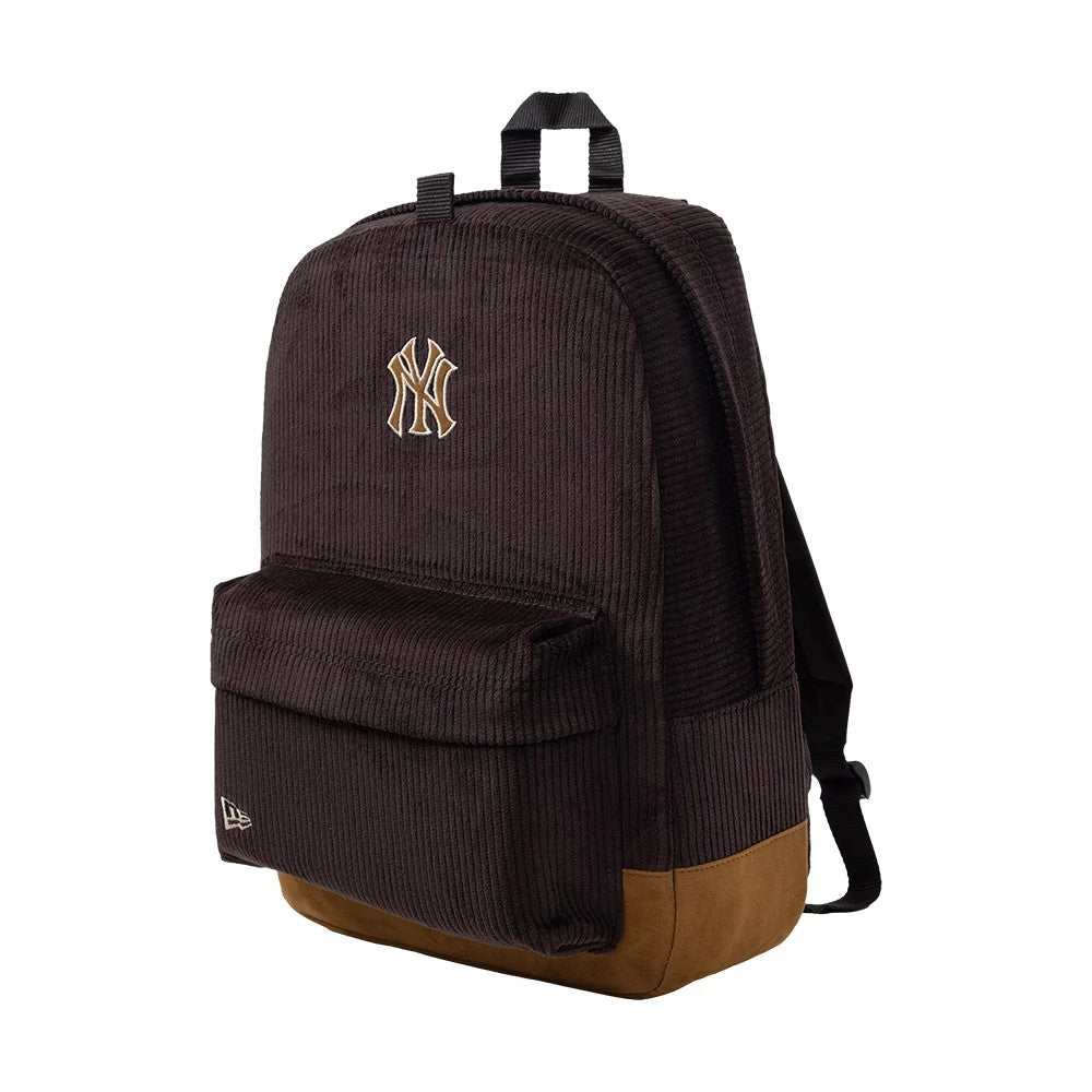 Pictured is this MLB Cord New York Yankees Stadium Backpack in dark brown. 1