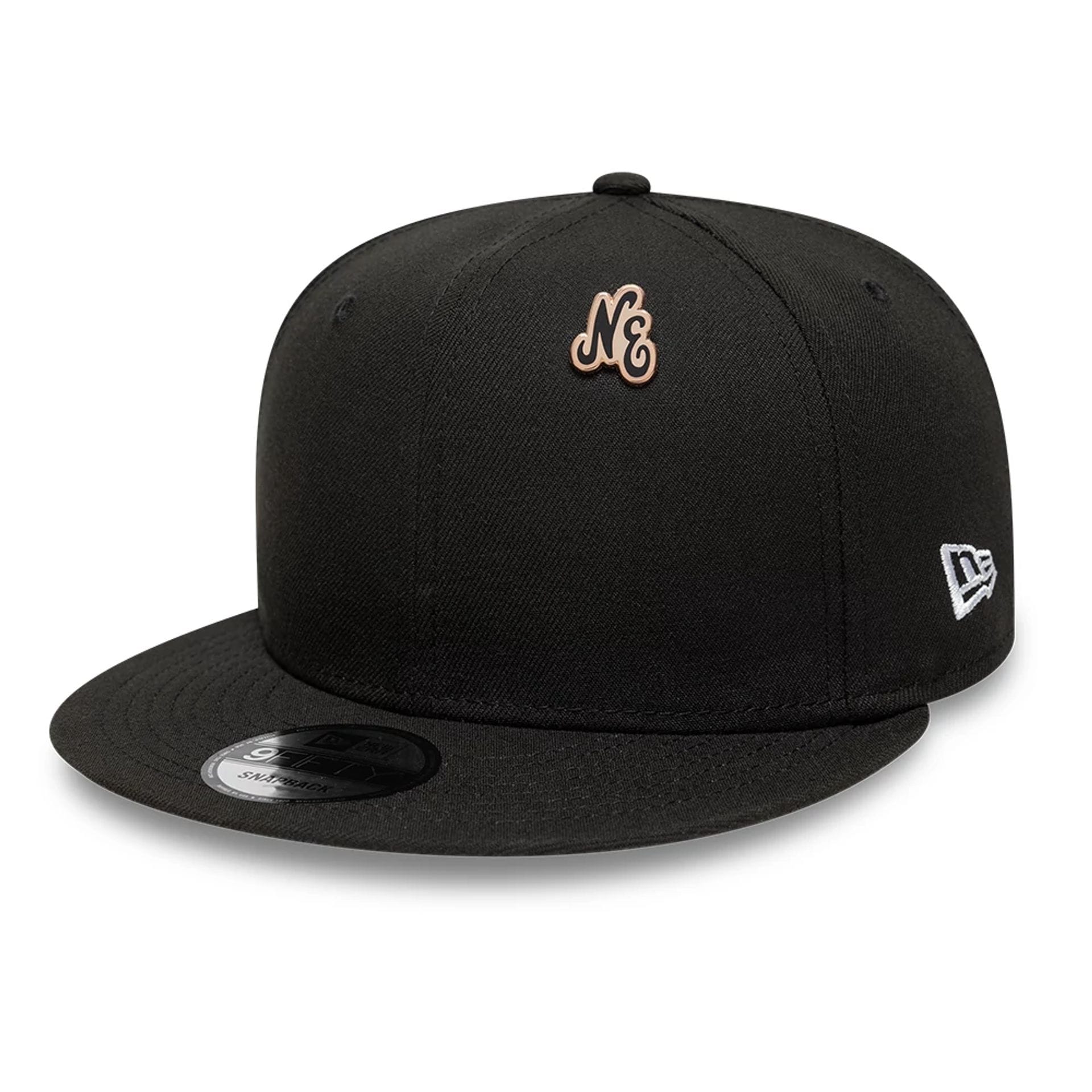 Pictured is this New Era Script Herritage Connect Rose Gold Pin Badge in rose gold. 2
