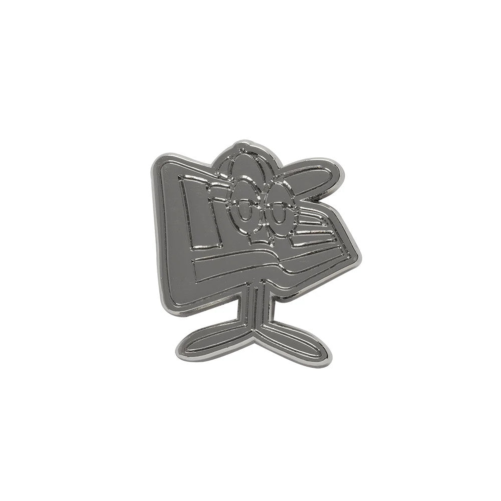 Pictured is this New Era Flag Character Pin Badge in silver. 1