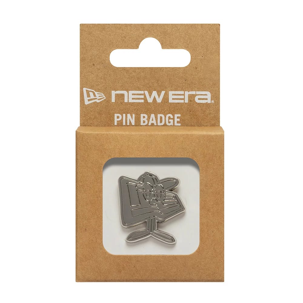 Pictured is this New Era Flag Character Pin Badge in silver. 3