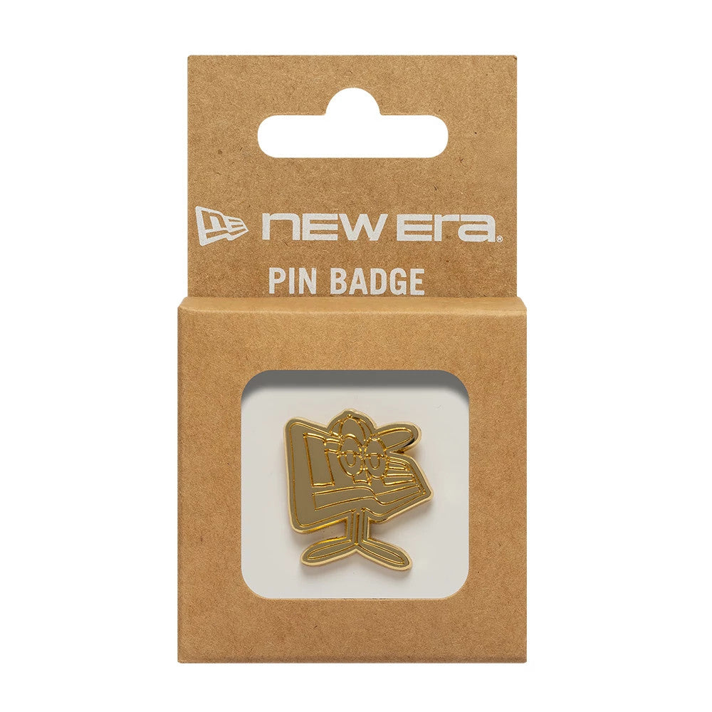 Pictured is this New Era Flag Character Pin Badge in gold. 3