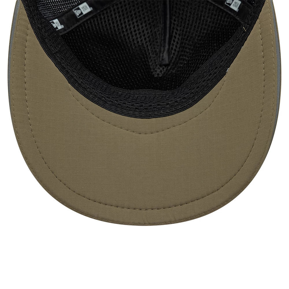 Pictured is this New Era Performance 9FORTY M-Crown A-Frame Trucker cap in green. 5