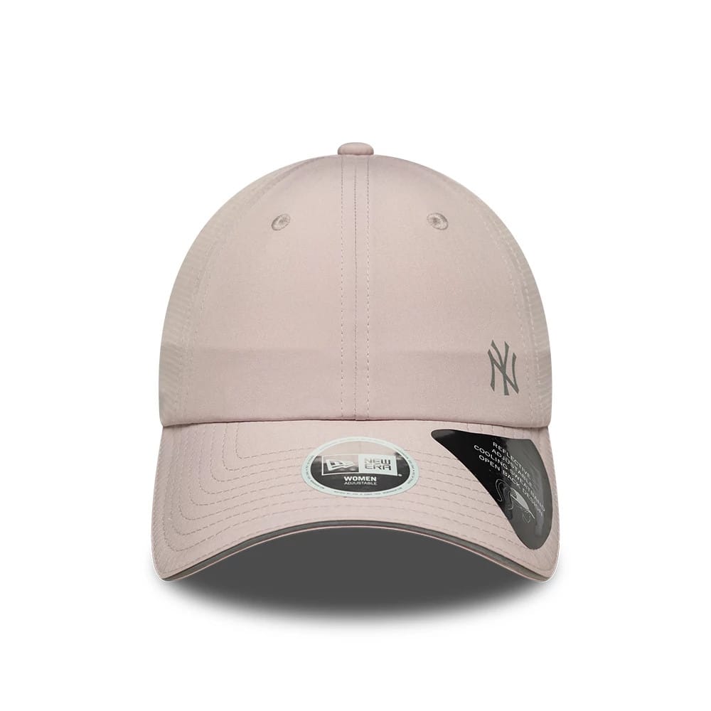 Pictured is this Womens MLB Open Mesh New York Yankees Pony Tail cap in pastel pink. 3